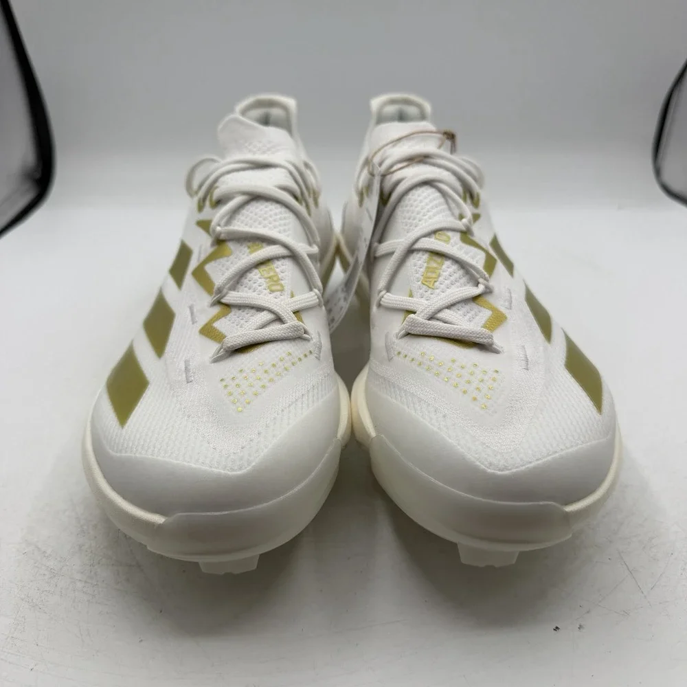 Adidas Electric+ 2 TPU Baseball Cleats Mens Sz 8.5 White/Gold Shoes JI1477 NWT